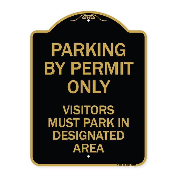 Signmission Parking by Permit Visitors Must Park in Designated Area Heavy-Gauge Alum, 18" x 24", BG-1824-23455 A-DES-BG-1824-23455 - main